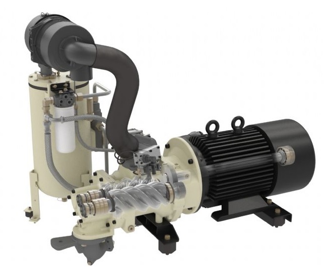 Choosing the right compressor, Screw compressor housing cutaway
