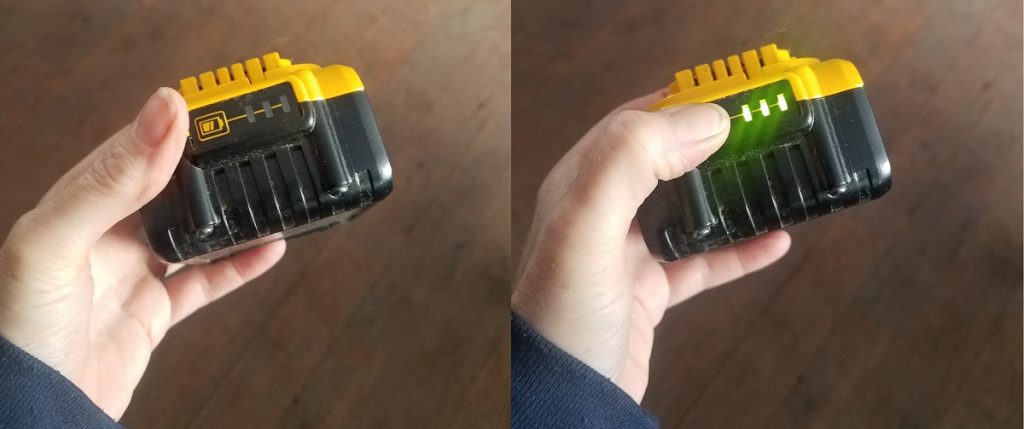 Battery indicator on a Lithium-ion power tool battery pack